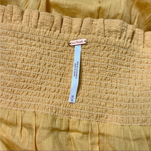 FREE PEOPLE 70s Ruffle Tier Ruched High Waist Flowy Textured Cotton Midi Skirt M - Picture 4 of 6